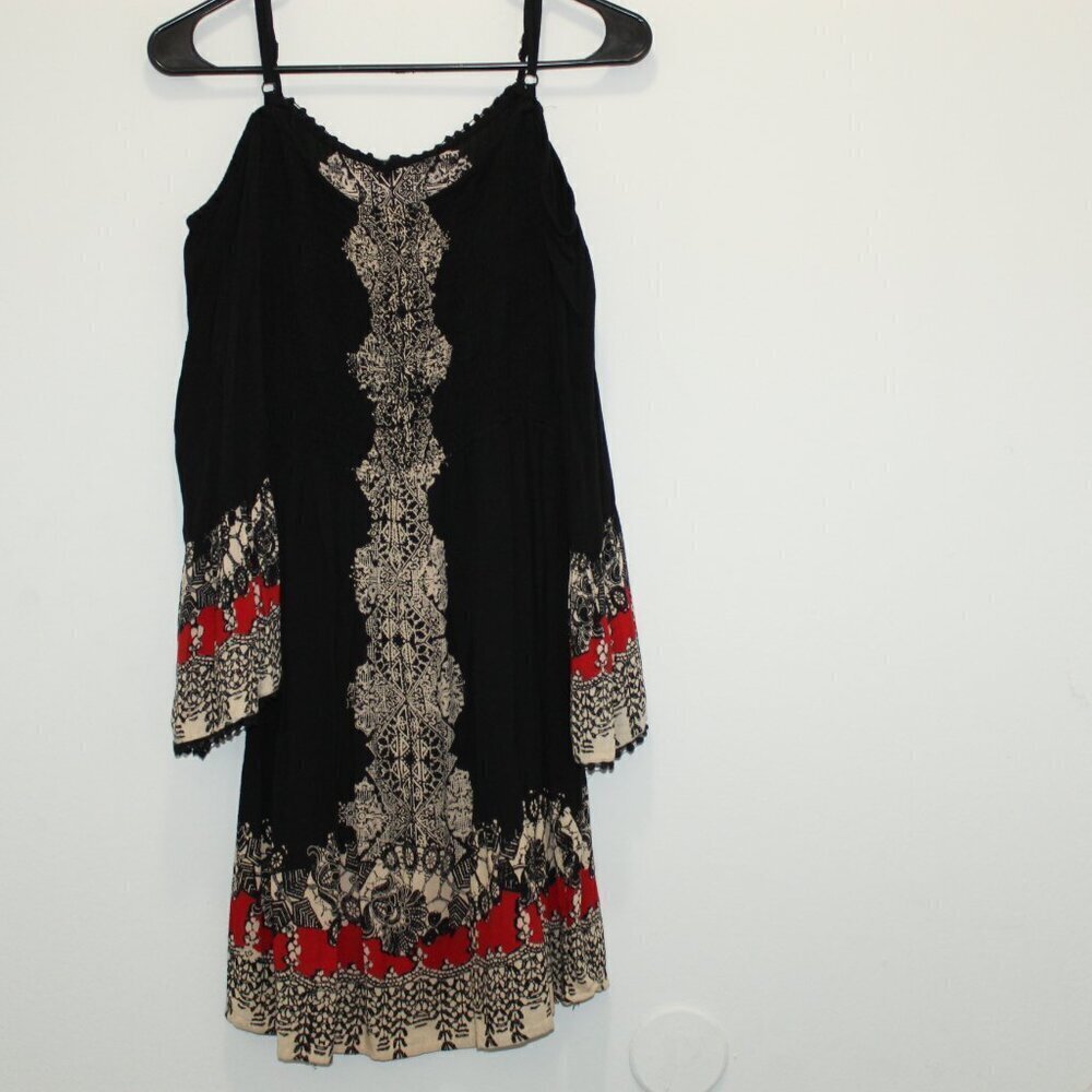 Angie Black Boho Cold Shoulder Dress Size Large - Picture 8 of 11